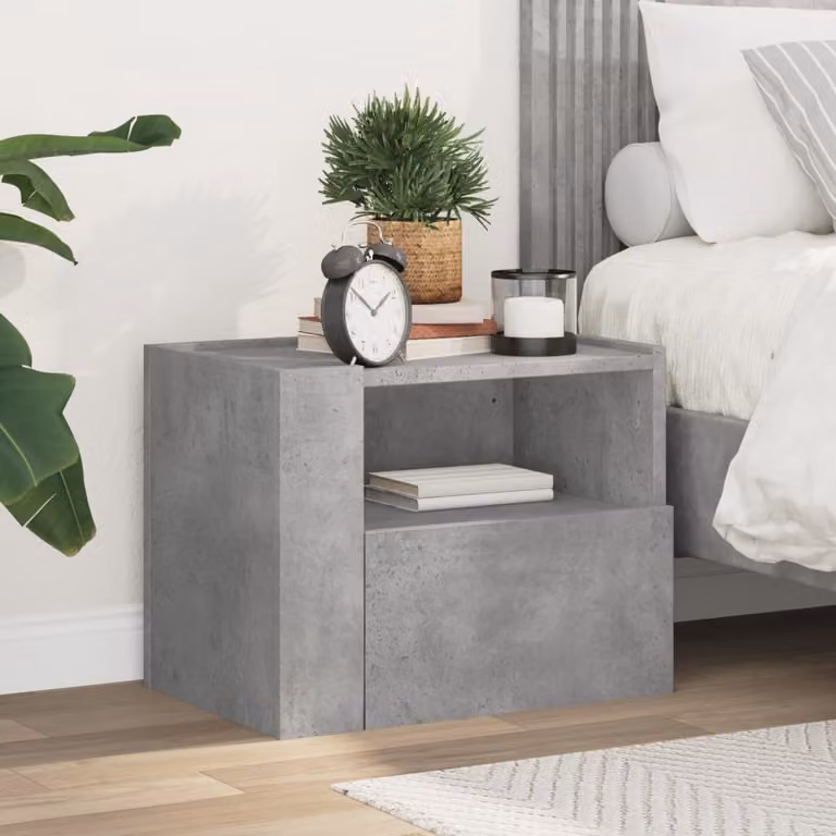 vidaXL Comodino a Muro Moderno Grigio L: 45 cm, P: 30 cm, H: 35 cm
