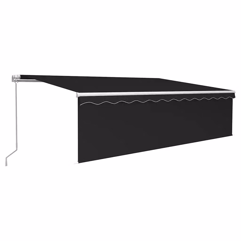 Tenda da sole retrattile manuale vidaxl con bracci pieghevoli in alluminio e tessuto in poliestere, colore antracite e bianco, L: 500 cm, P: 300 cm – 2