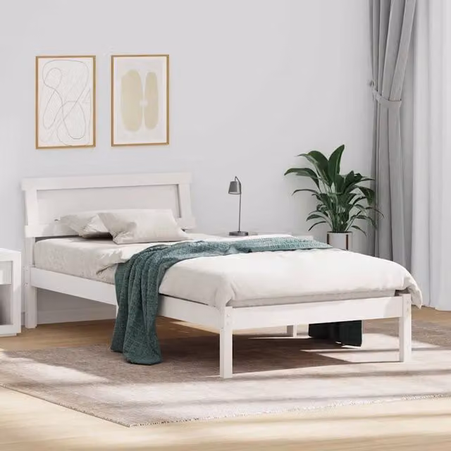 Struttura del letto-Giroletto-Rete del Letto Bianco 90 x 200 cm Pino massello 689785