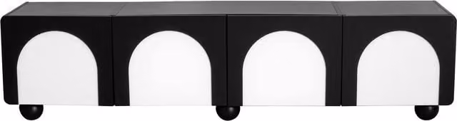 Mobile TV GL Store in MDF con 2 cassetti e 2 ante, design minimalista, Nero+Bianco, L: 180 cm, P: 38 cm, H: 45 cm