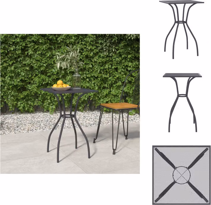 vidaXL Tavolo da giardino antracite 50x50x72 cm con griglia in acciaio - Tavoli da giardino