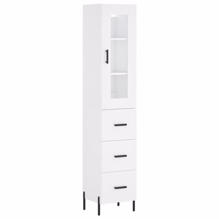 Credenza Bianca 34,5x34x180 cm in Legno Multistrato