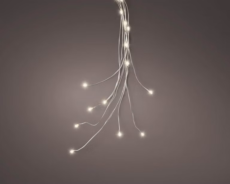 Lumineo, fascio di micro LED per interni, 80 cm, argento/bianco caldo, 60 LED