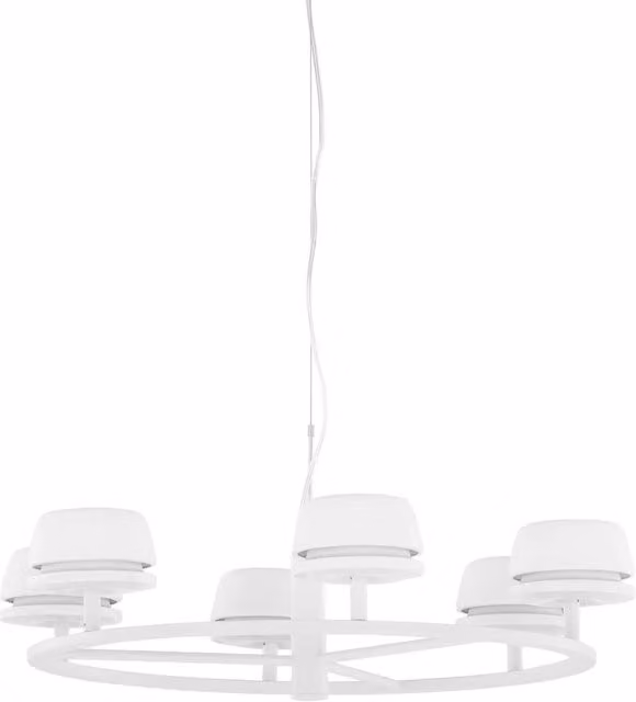 Lampadario a sospensione LED Italux Miranda in metallo bianco con 6 luci, luce bianca calda 3000K, Diametro: 50 cm