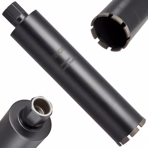 VEVOR Corona Diamantata per Carotaggio a Umido per Cemento Armato e Muratura, Diametro: 8,9 cm, Profondità di Foratura: 35,6 cm, Colore: Nero