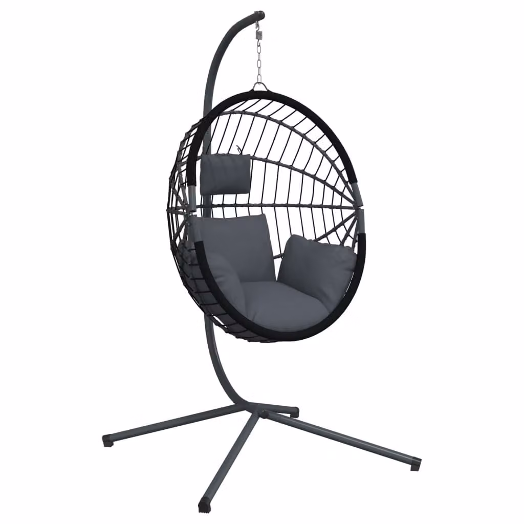 Sedia a Uovo Sospesa con Supporto Antracite Polyrattan/Acciaio