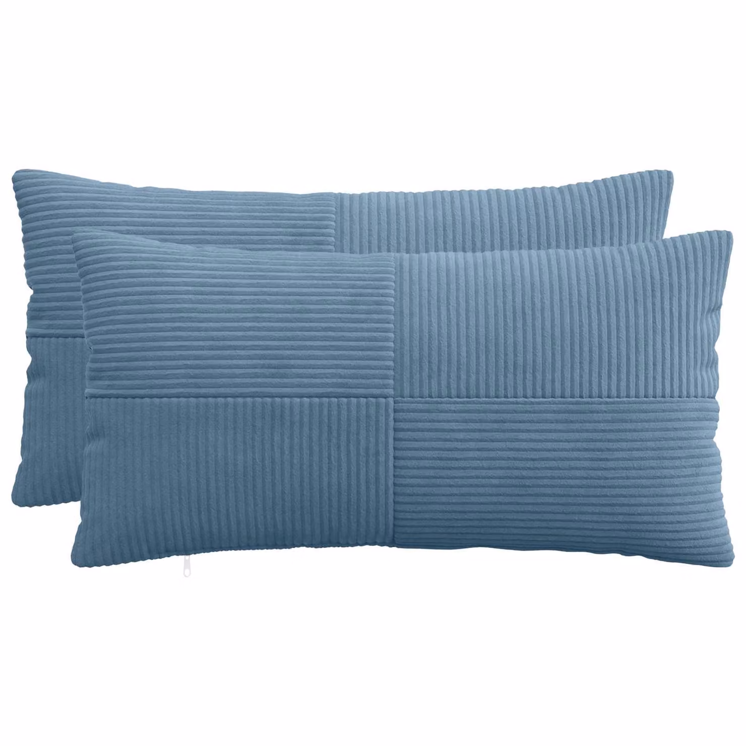 Set di 2 federe vidaXL ALMELO blu in velluto a coste, L 40 cm x P 80 cm