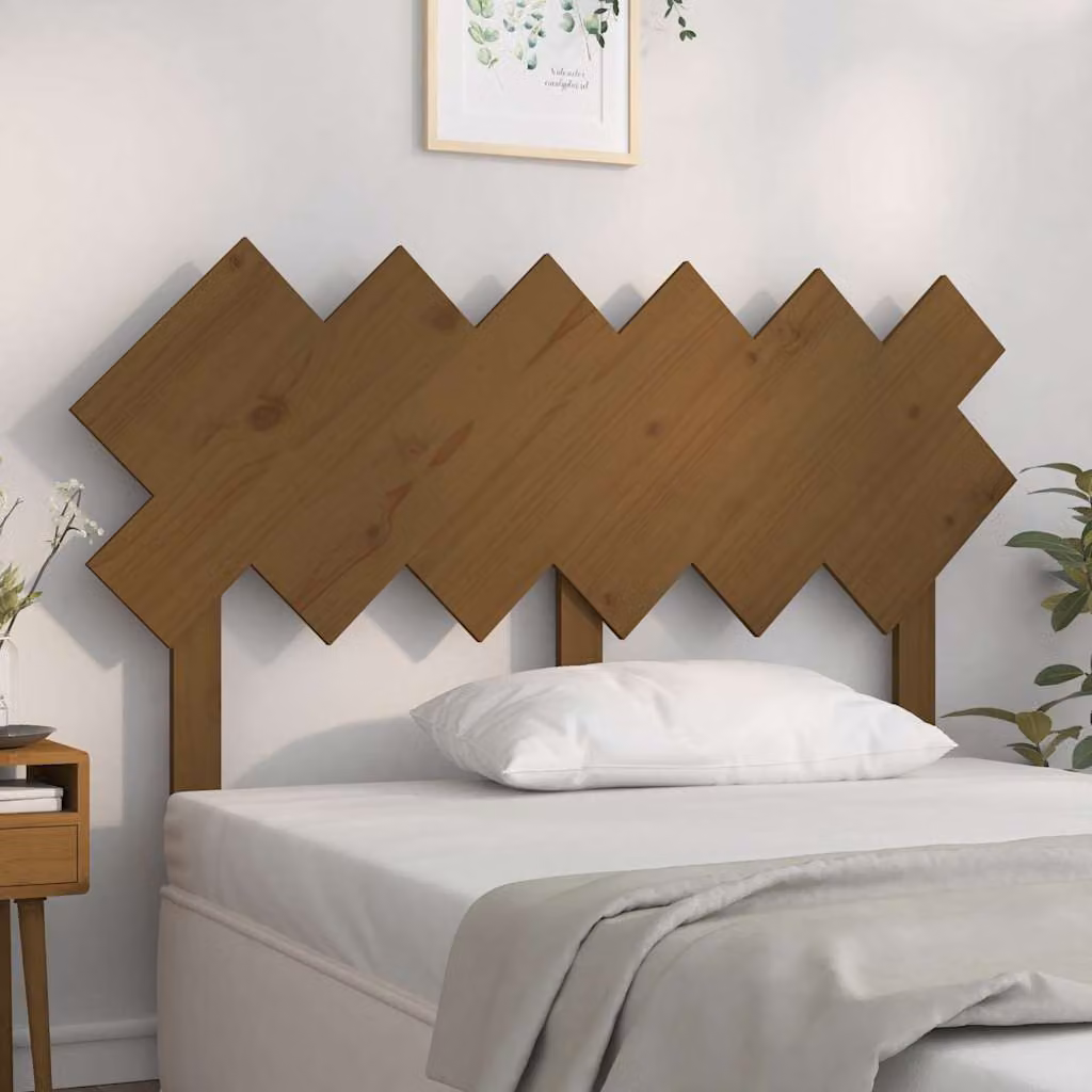 Testiera per letto vidaXL in legno massello di pino, colore marrone ambra, L: 132 cm, P: 3 cm, H: 81 cm