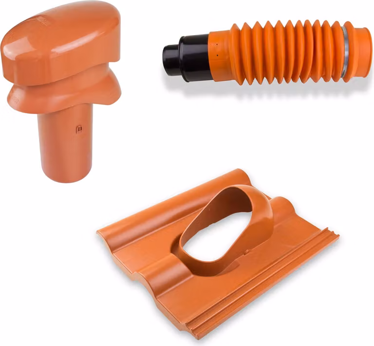 Bocchetta per tetto Klöber-Set7 DN100 rosso corto Bocchetta per tetto Frankfurter Pfanne