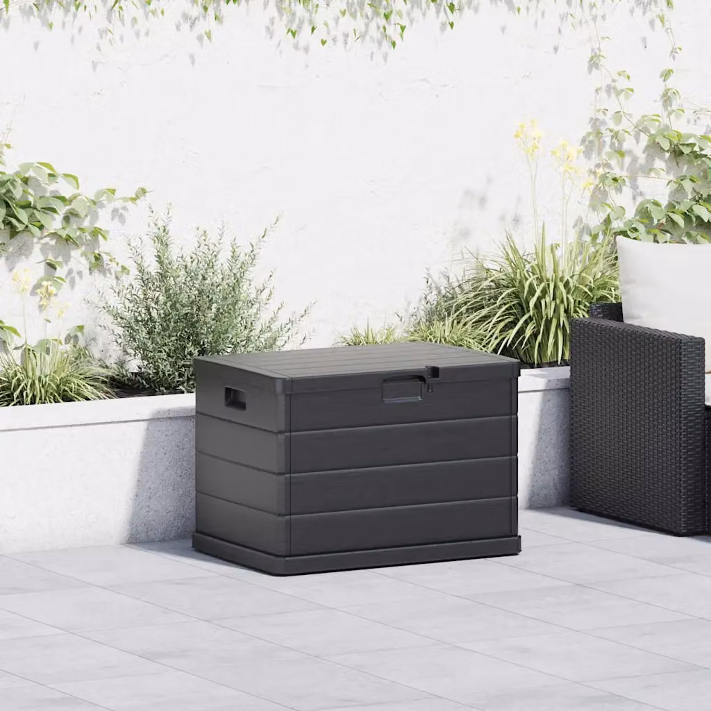 Scatola di stoccaggio per giardino e terrazzi vidaXL in plastica antracite L: 77,5 cm, P: 54,5 cm, H: 53 cm