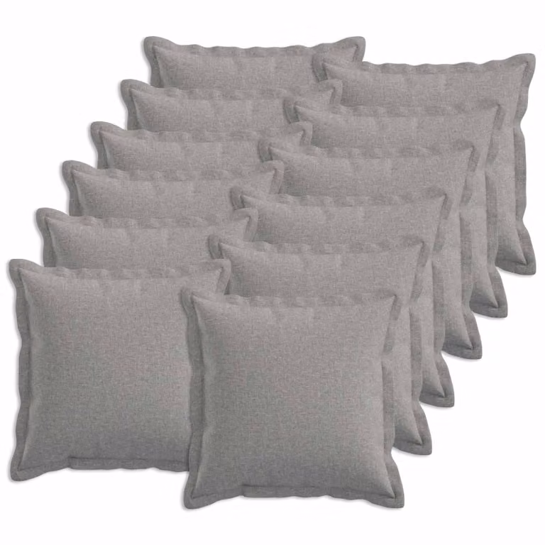 Set di 12 federe vidaXL HOUTEN Grigio Nuvola, L/P: 50 x 50 cm, in poliestere