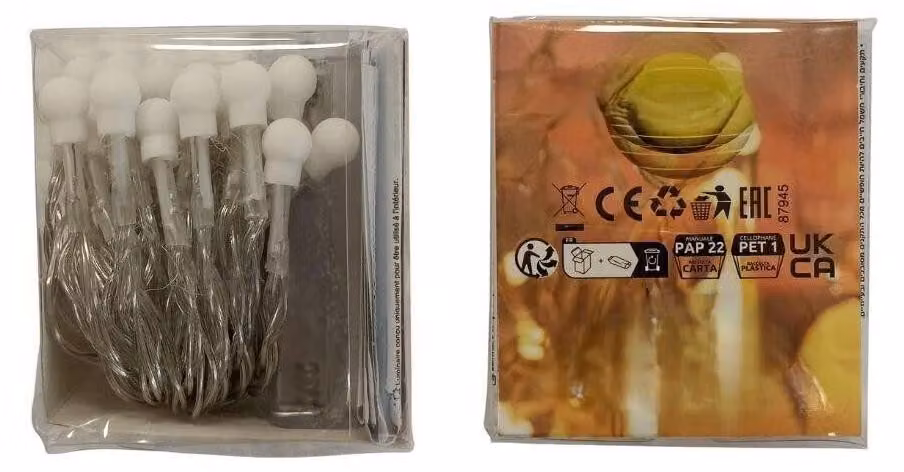 Catena luminosa a LED, lunghezza 4,9 metri, plastica, grado di protezione IP20, colore argento, per decorazioni interne