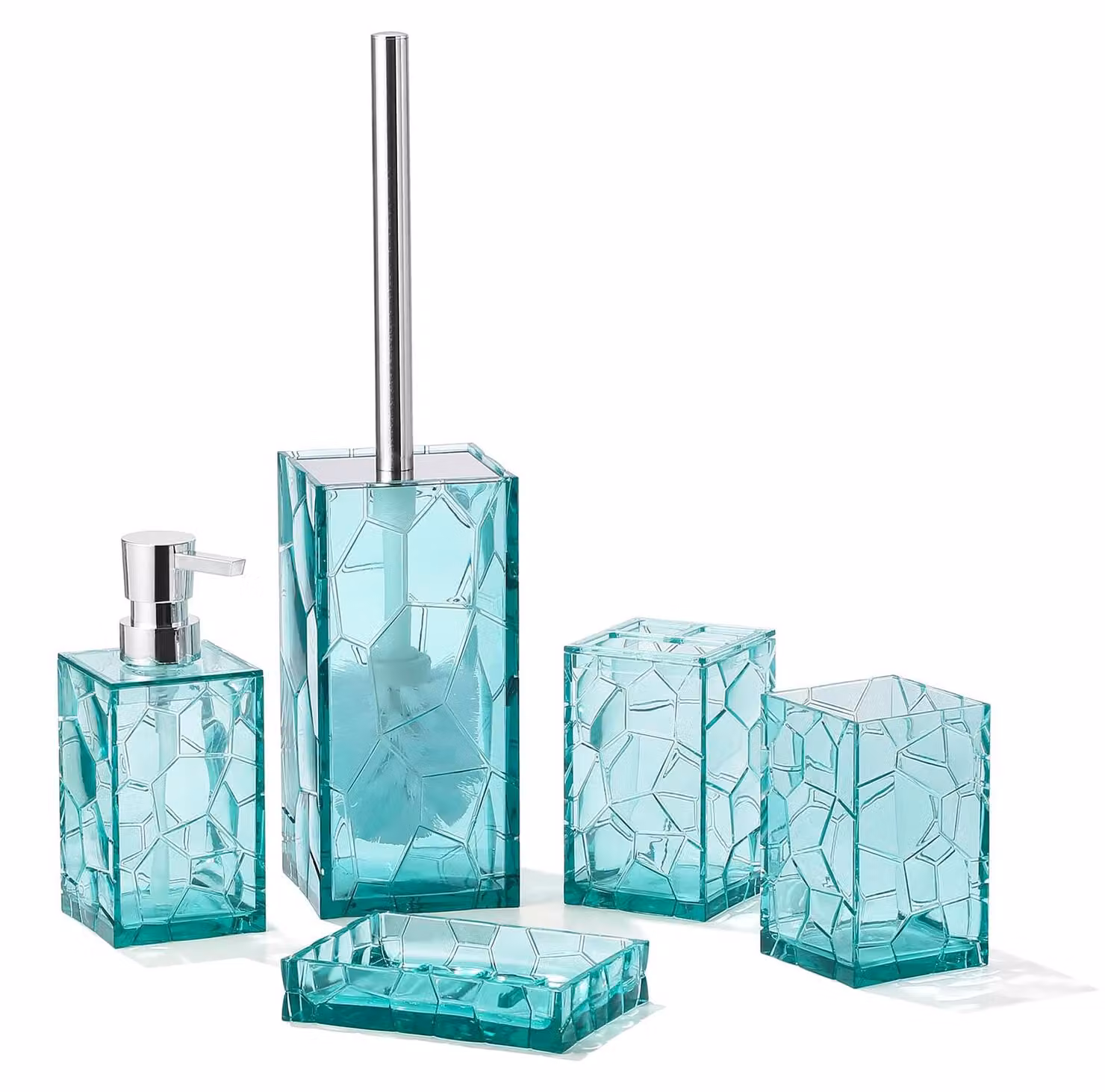 Set di accessori per il bagno in acrilico trasparente – resistente, antiruggine, trasparente