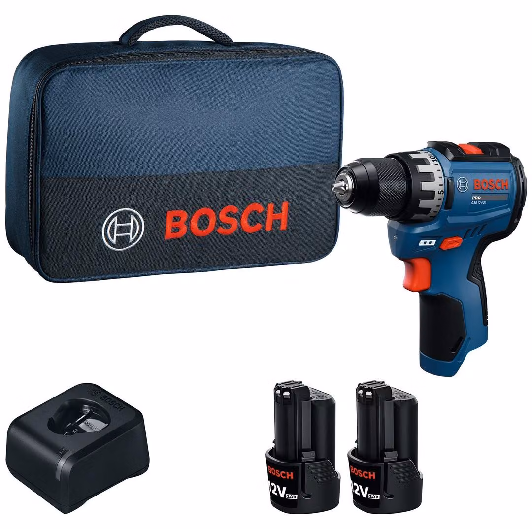 Trapano avvitatore a batteria GSR12V-31, con 2 batterie GBA12V-20, fornito in una custodia per utensili