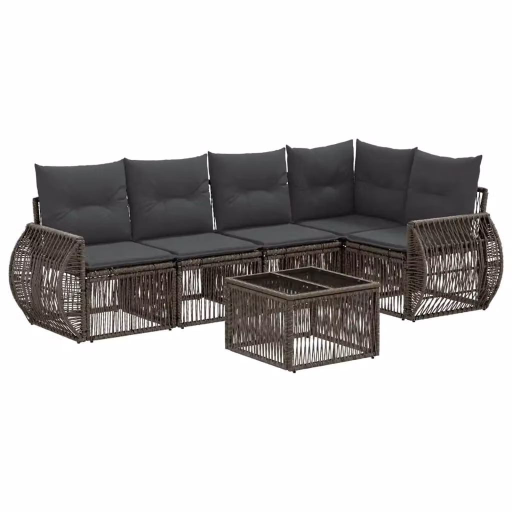 Set Divano da Giardino a L con Tavolino vidaXL, 6 Pezzi, Grigio e Antracite, in Polyrattan con Cuscini Inclusi – 2