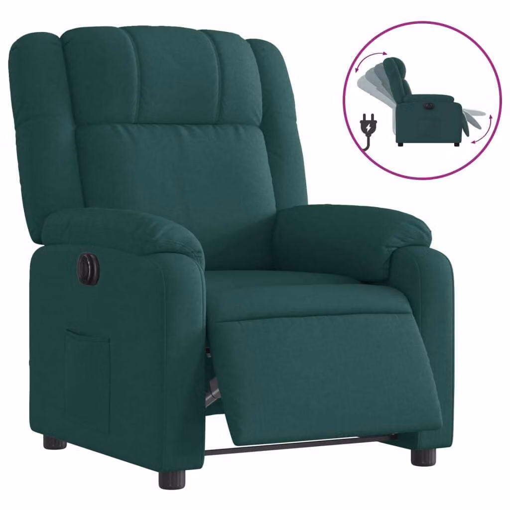 Poltrona Elettrica Reclinabile Verde Scuro in Tessuto