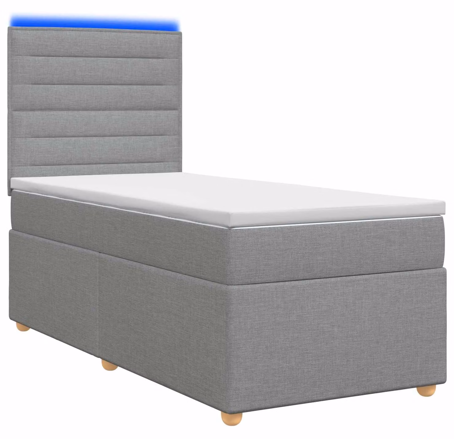 Letto a molle con materasso grigio chiaro 80 x 200 cm in tessuto