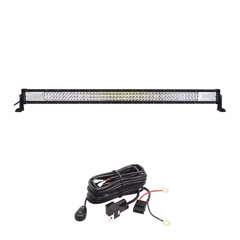 Striscia luminosa a LED, design a tre file, lampada da lavoro diritta, 42 pollici con set di cavi