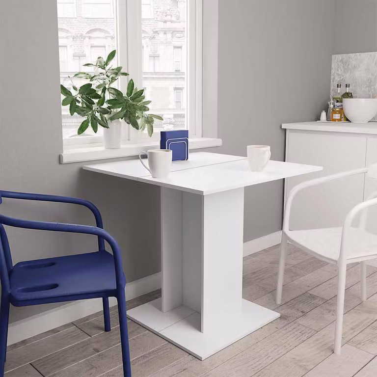 vidaXL Tavolo da Pranzo Quadrato Bianco in Legno MDF L: 80 cm, P: 80 cm, H: 75 cm