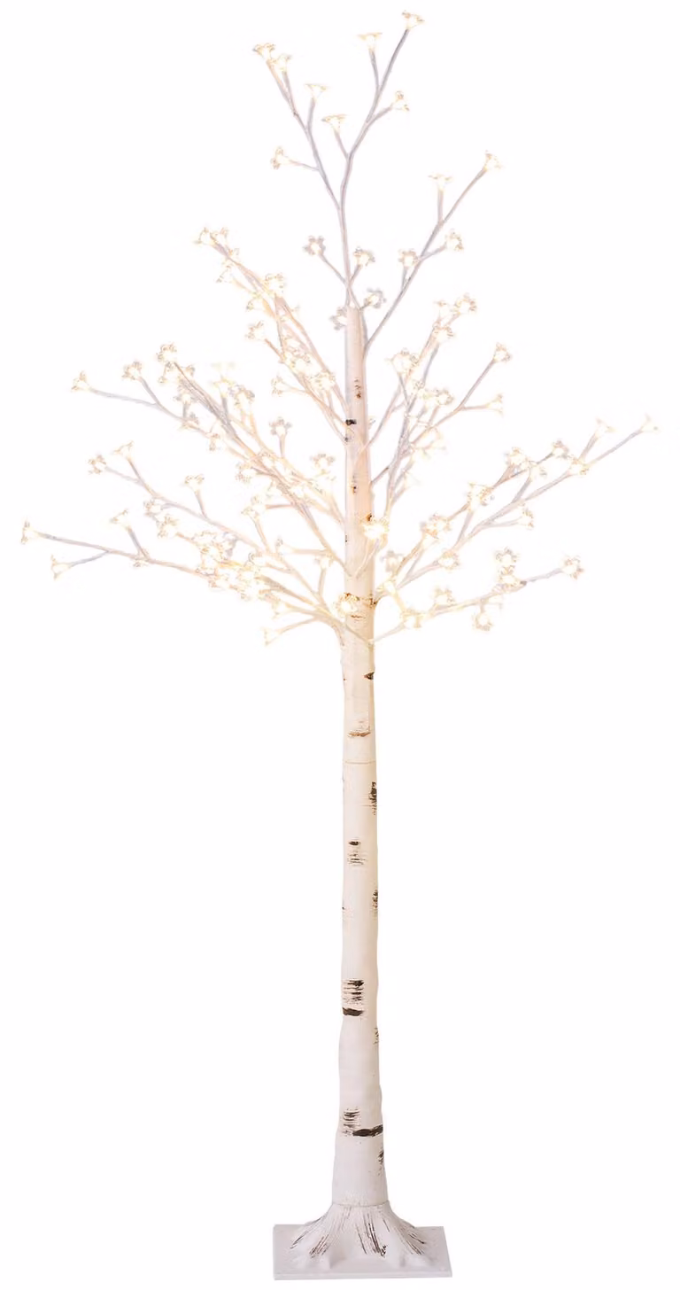 Albero Luminoso di Ciliegio Alto 150 cm con 120 Luci LED e 3 Livelli di Luminosità per Interni ed Esterni Bianco