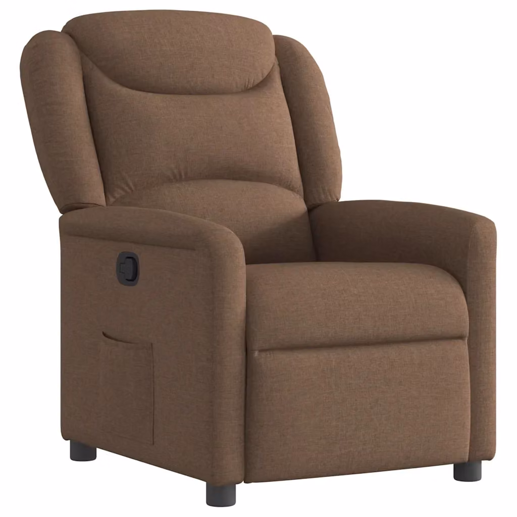 Poltrona reclinabile relax vidaXL in tessuto marrone con braccioli e leva manuale – 2