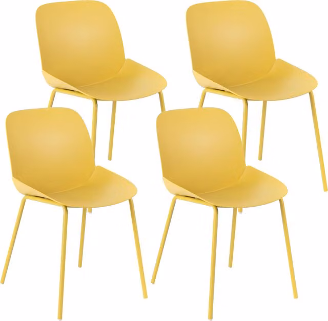 Sedia da pranzo E-Stylo in polipropilene e metallo color giallo senape per interni ed esterni L: 55 cm, P: 46 cm, H: 79 cm