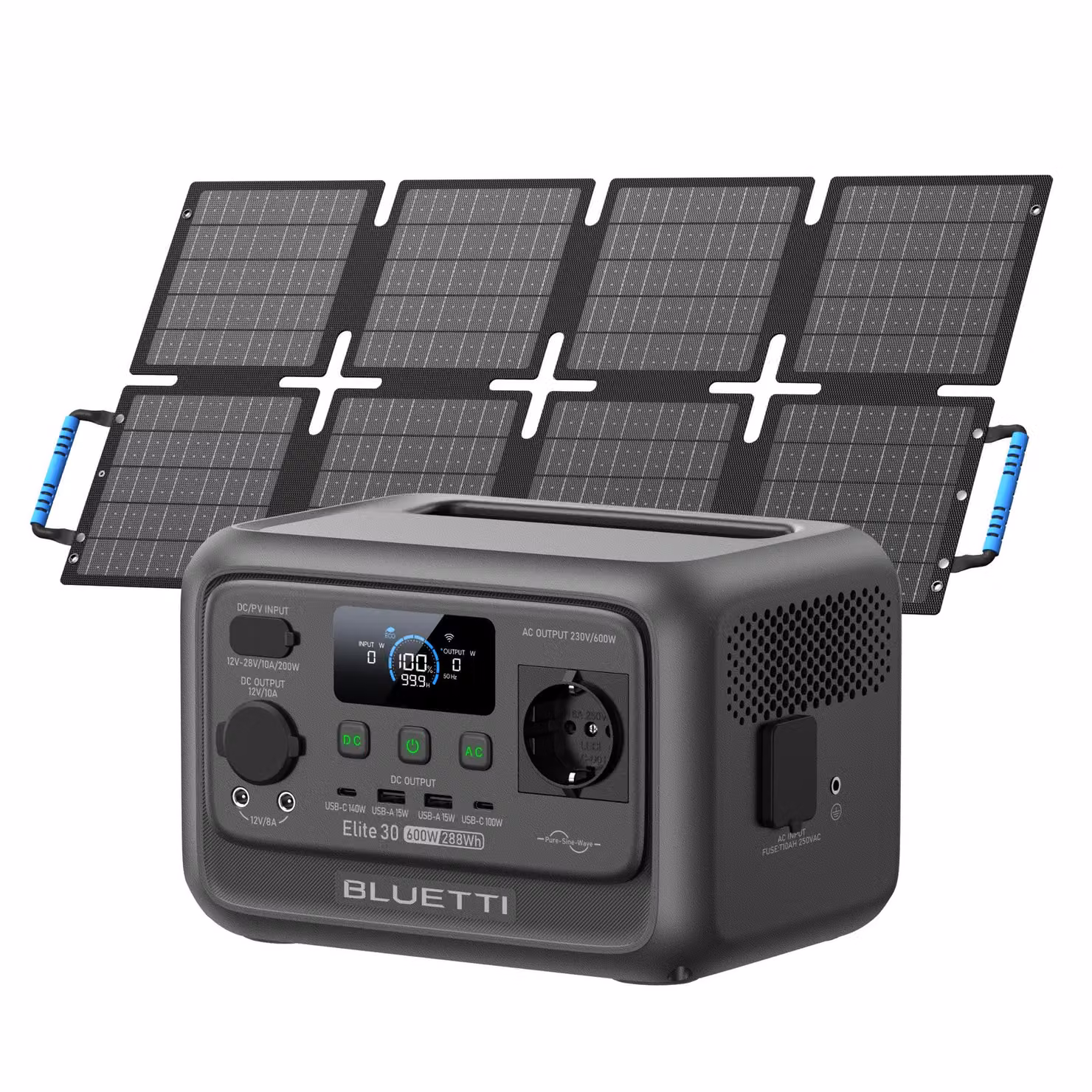 BLUETTI Elite 30 V2 + 60W Pannello Solare Accumulo Solare 600W / 288Wh Batteria Generatore Solare Powerstation Portatile per Casa-Backup/Alimentazione di Emergenza/Campeggio/Emergenza