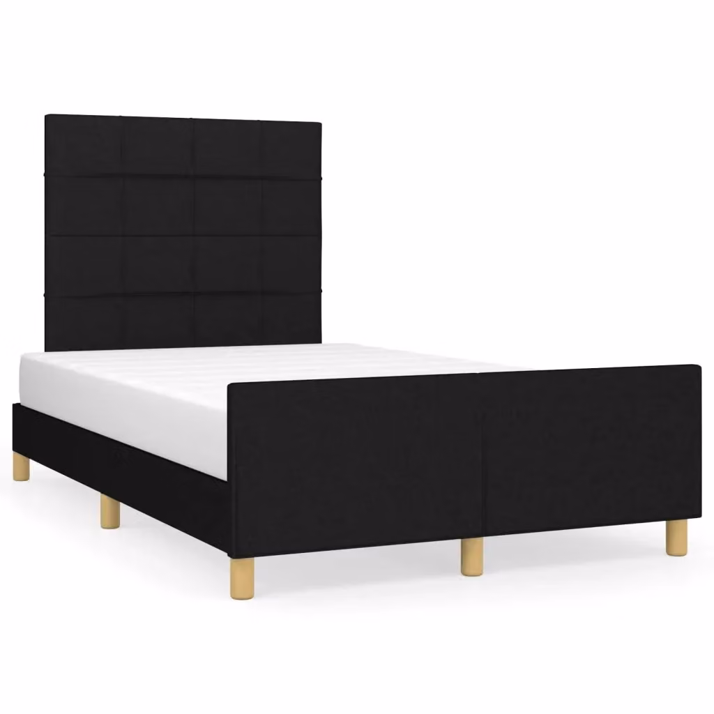 vidaXL Giroletto senza Materasso Nero in Tessuto con Listelli in Legno L/P/H: 200 x 120 x 123 cm – 2