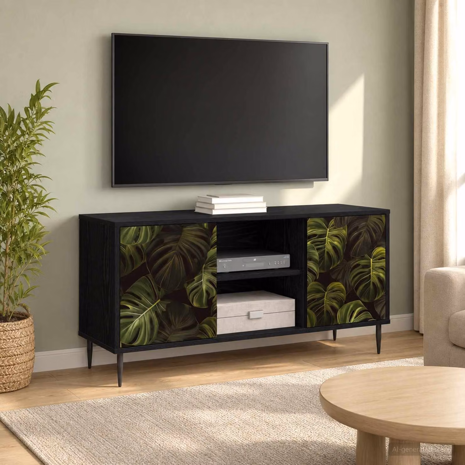 vidaXL Carrello Mobile per TV ELBURG Rovere Nero L 102 x P 33 x H 51 cm