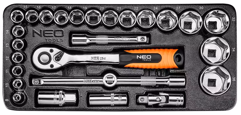 NEO TOOLS Chiavi a bussola 1/2", set di 27 pezzi, inserto