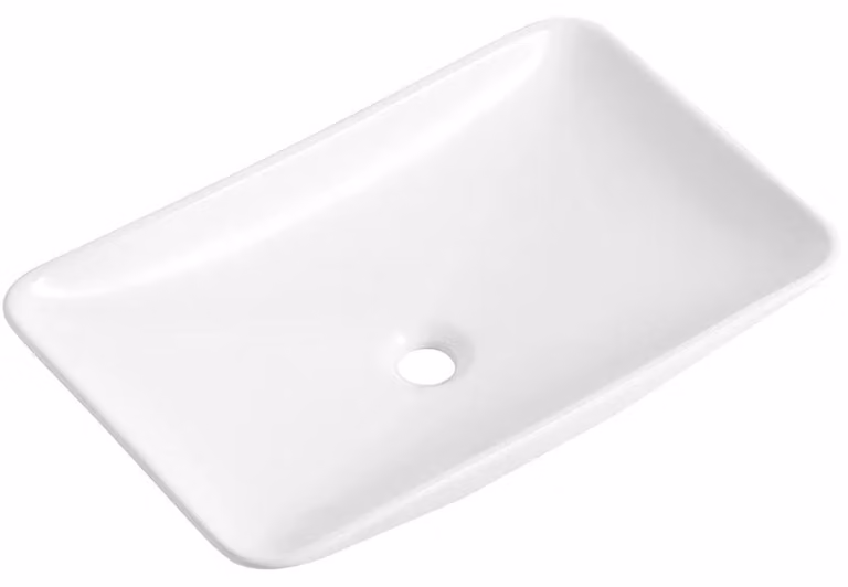 CERANO - Lavabo in Vetroceramica Moana - da appoggio - bianco lucido - 59,5 x 37,5 cm