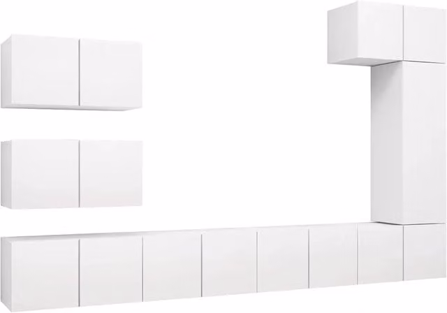 Set Mobili Porta TV 8 pz | Armadietto TV | Mobile Porta TV Bianco in Legno Multistrato