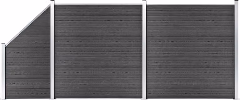 Maison Exclusive - Set di pannelli per recinzione in WPC 446 x (105-186) cm, nero