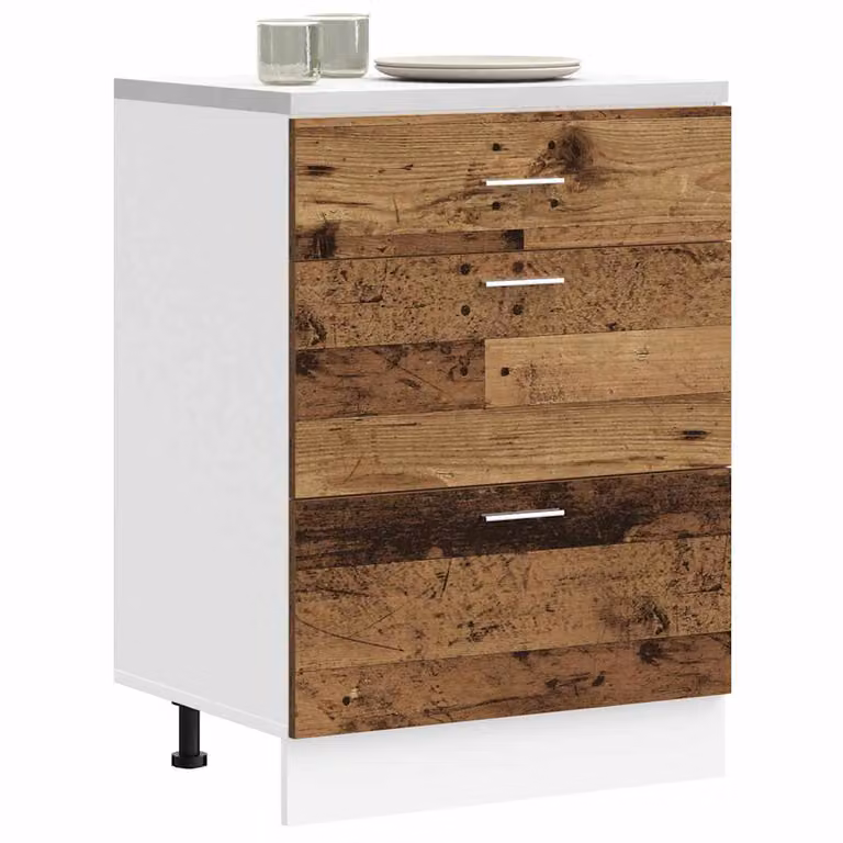 Base da cucina vidaXL Lyon moderna in legno multistrato e MDF, colori marrone e bianco, L: 46 cm, P: 60 cm, H: 81,5 cm