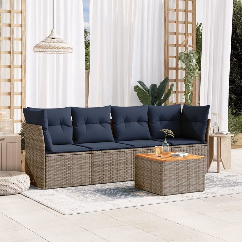 Maison Exclusive - Set Divani da Giardino 5 pz con Cuscini Grigio in Polyrattan