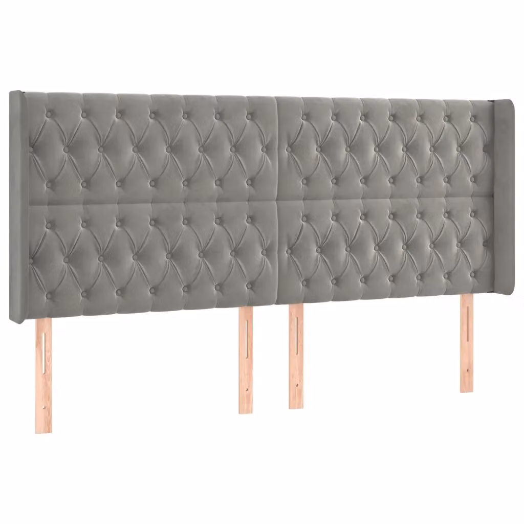 Testiera con orecchie Design Mania in velluto grigio chiaro L: 203 cm, P: 16 cm, H: 118/128 cm – 2