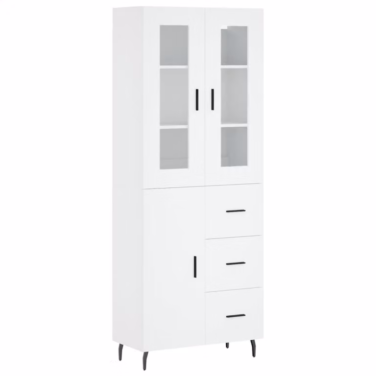 Credenza Bianca 69,5x34x180 cm in Legno Multistrato