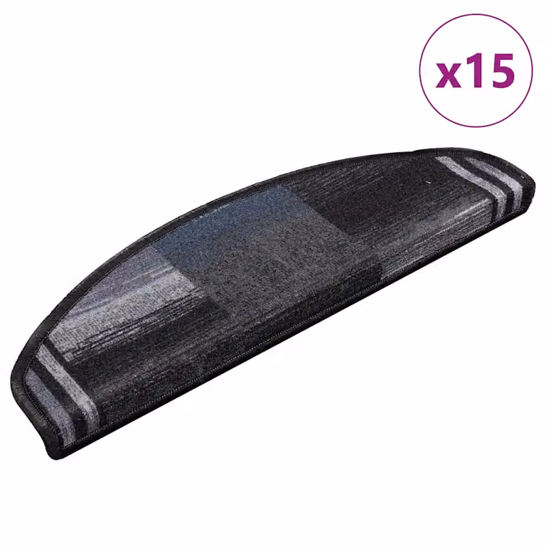 vidaXL Tappetini Autoadesivi per Scale 15 pz Nero e Grigio 65x21x4 cm