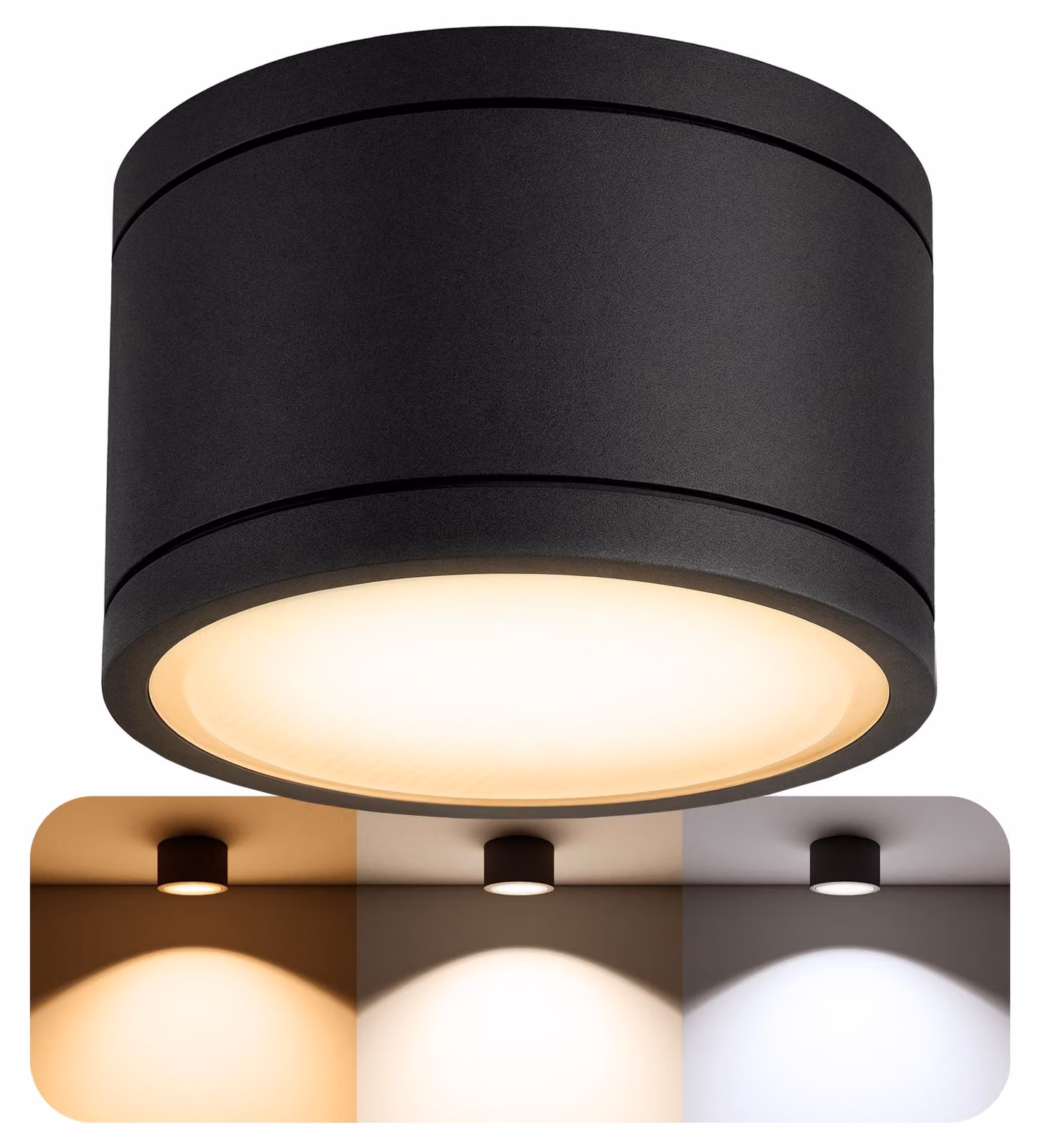 SSC-LUXon CELI-WX Lampada da incasso per bagno, nera - con lampadina LED GX53 da 5 W, tre tonalità di luce regolabili (3CCT), 230 V - Faretto IP44 da soffitto per bagno