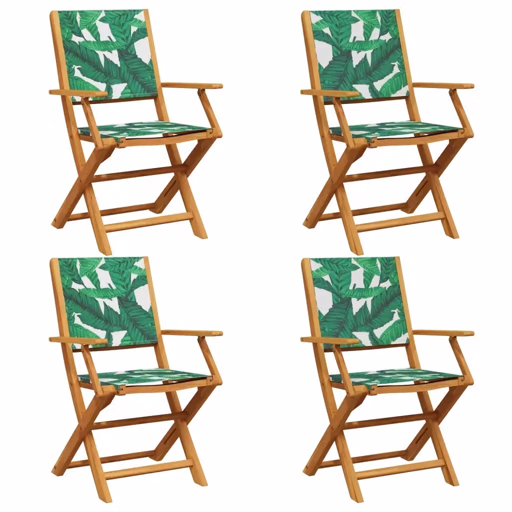Set di 4 sedie pieghevoli da giardino vidaXL in legno di acacia oliato e tessuto verde resistente ai raggi UV – 2