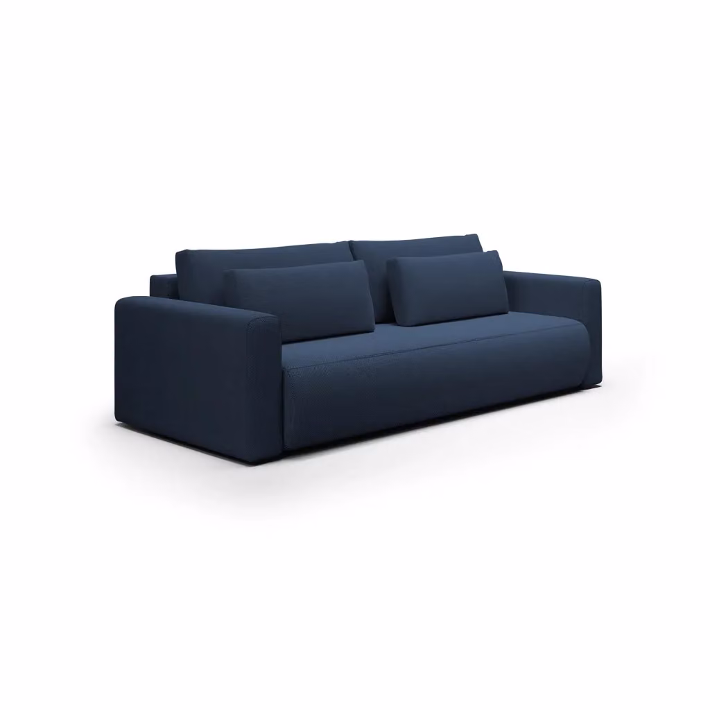 Divano Letto Erbezzo 2 Posti con Contenitore e Sistema Click Clack, Blu, L: 240 cm, P: 105 cm – 2