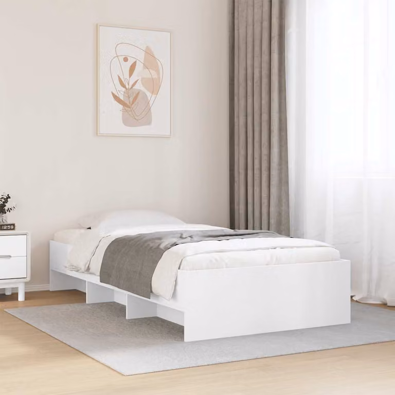 Letto con contenitore e scomparti laterali vidaXL in legno bianco L 100 cm x P 200 cm x H 103 cm