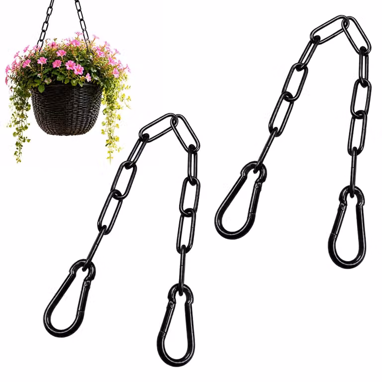 Catena in acciaio inossidabile con gancio a scatto, confezione da 4 pezzi, diametro 3 mm, colore nero