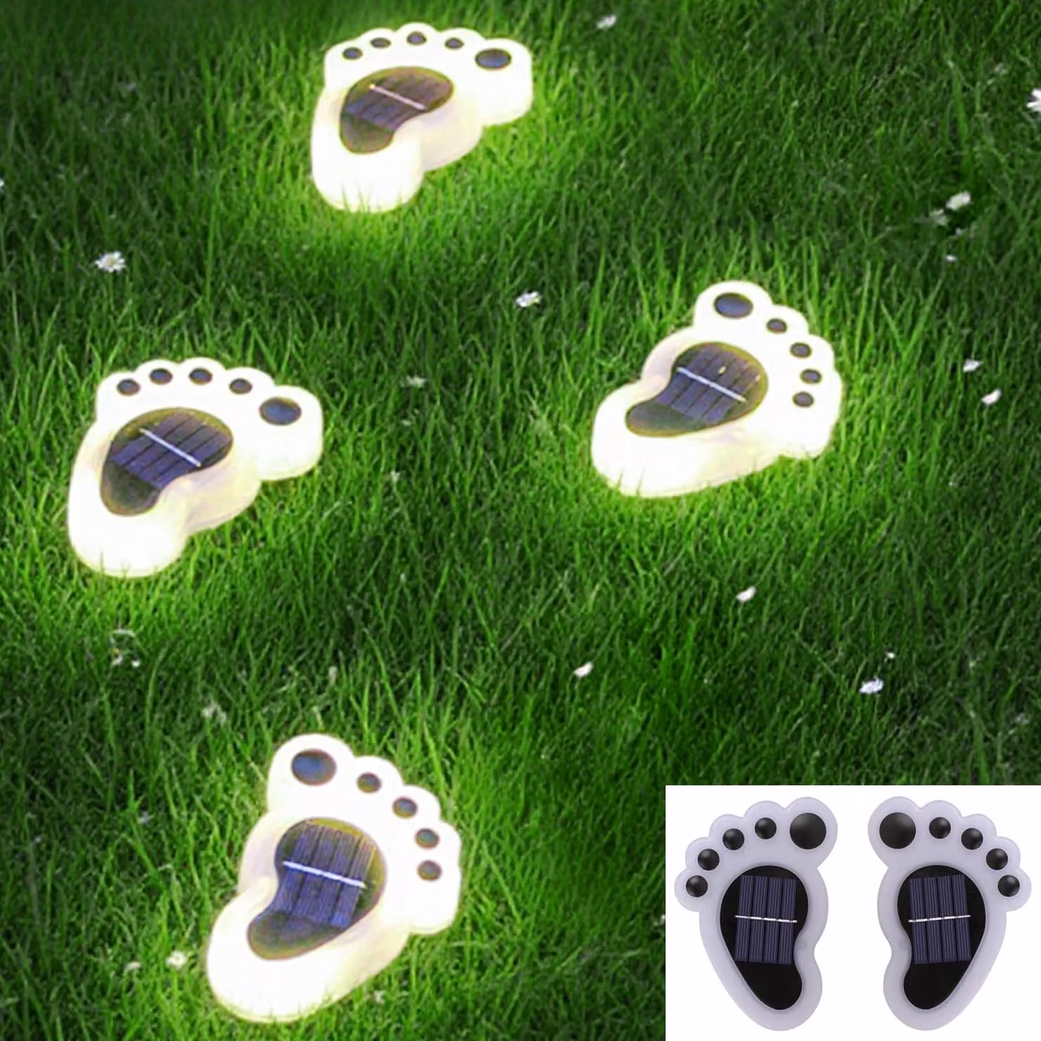 Luci da giardino a LED solari, luce bianca fredda, confezione da 4 pezzi, impermeabili
