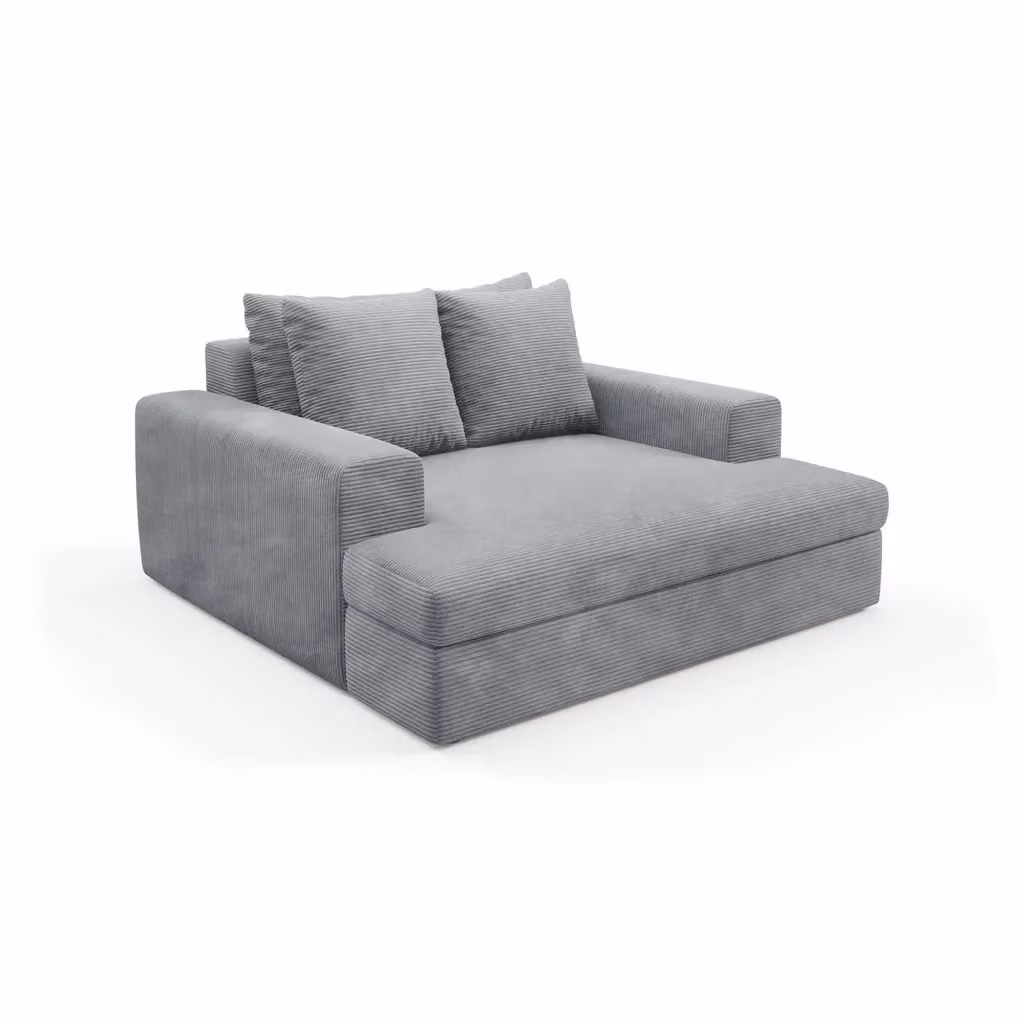 Divano DMORA a 2 posti moderno con cuscini sfoderabili in tessuto grigio, L: 162 cm, P: 167 cm, H: 86 cm – 2