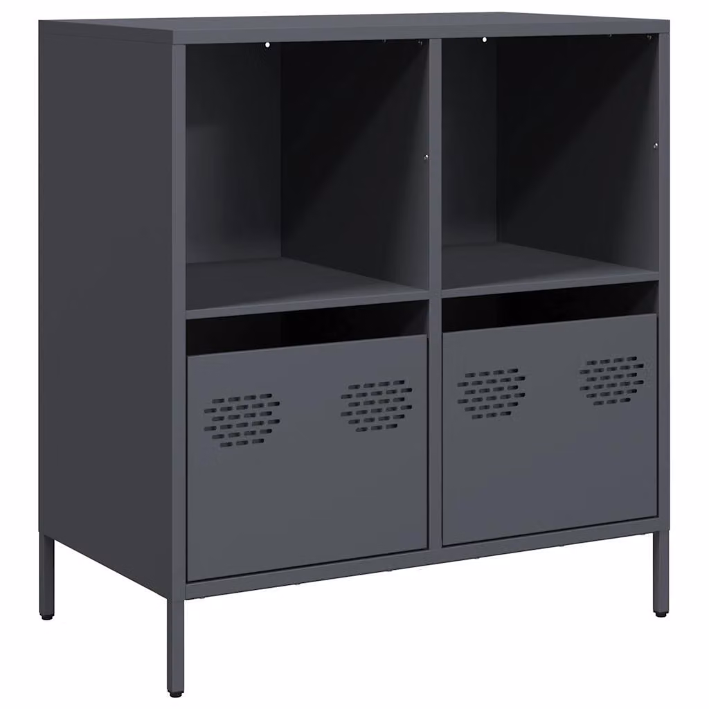 Credenza Antracite 68x39x73,5 cm in Acciaio Laminato a Freddo
