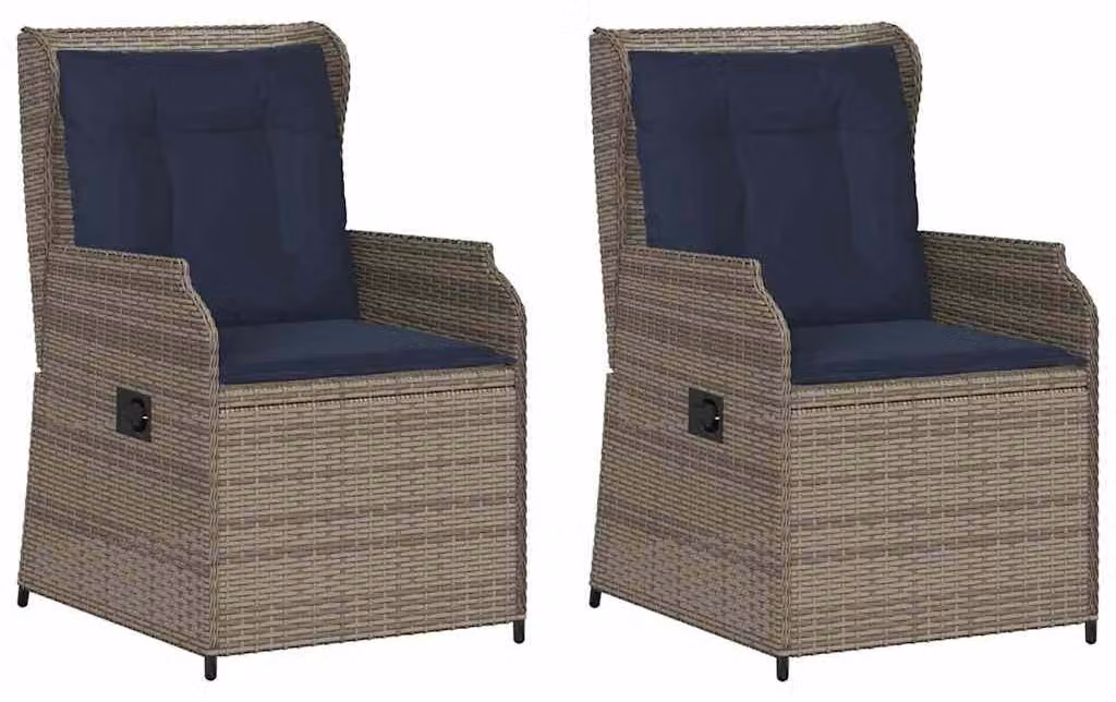 Due panchine da giardino, colore grigio, realizzate in rattan sintetico