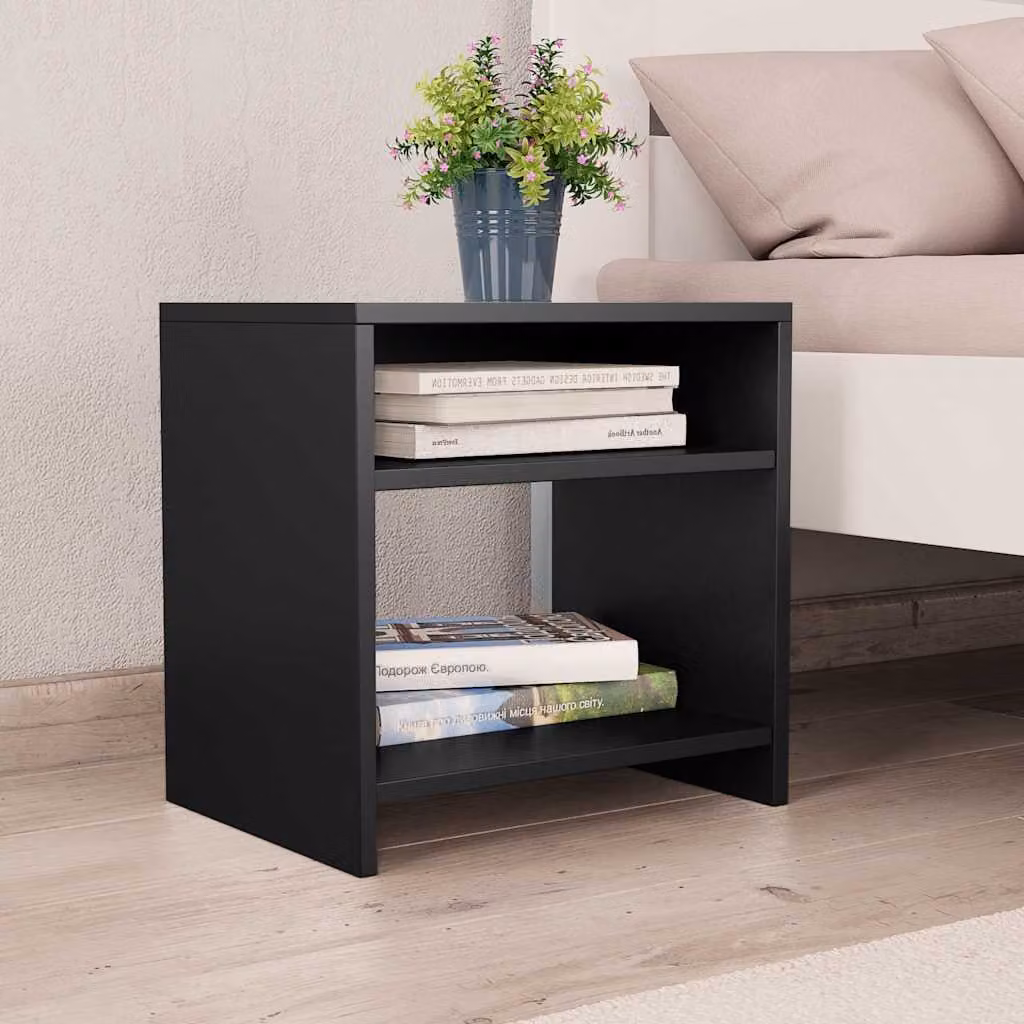 Comodino vidaXL Nero in Legno e MDF, Stile Classico, L 40 cm x P 30 cm x H 40 cm