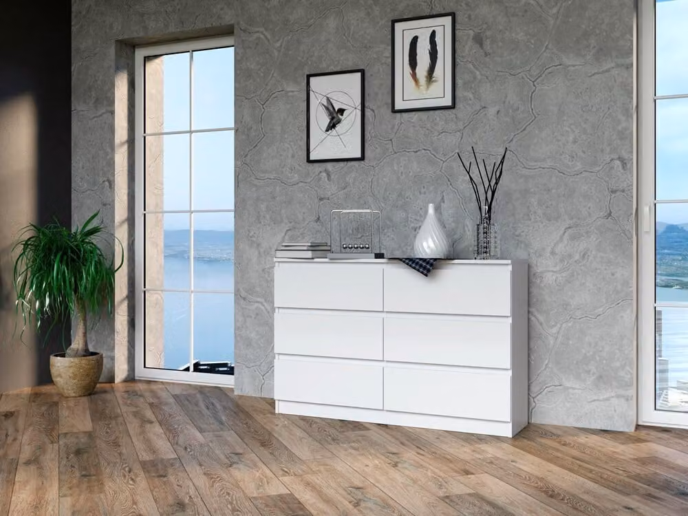 Comò, larghezza 120/140 cm, 6 cassetti