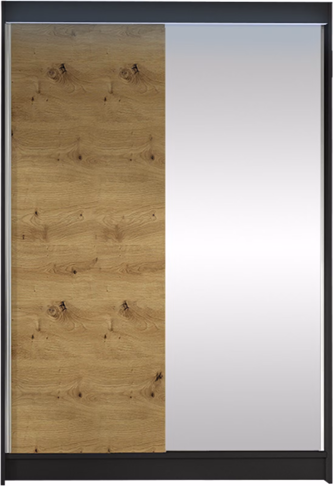 MIRJAN24 Armadio ad ante scorrevoli Lino I, con specchio, armadio del produttore (nero / rovere Artisan, con illuminazione LED RGB)